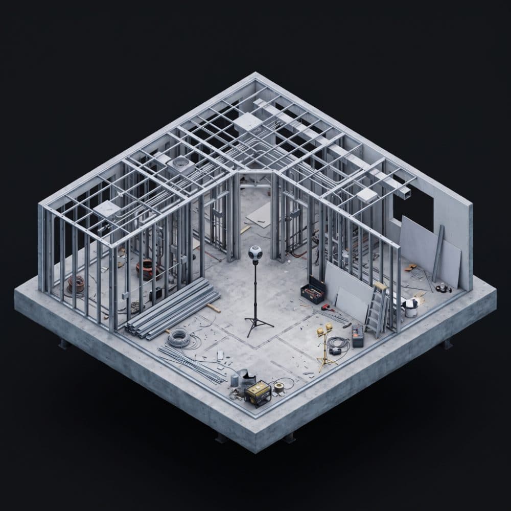 360 walkthrough frame of an unfinished interior